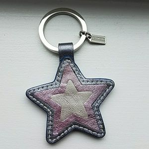 Coach leather star keychain